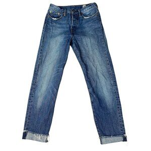 Levi's 501 White Oak Cone Denim Jeans Women's 27 High Rise Cropped Raw Hem